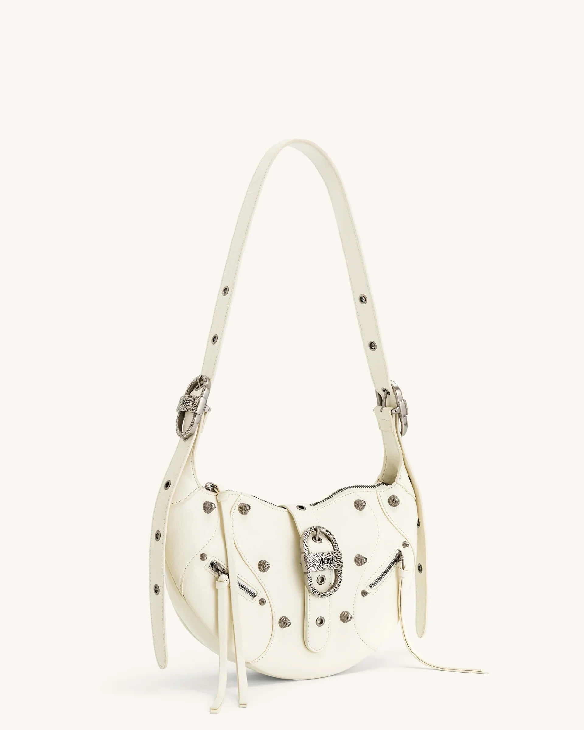 Tessa Crushed Shoulder Bag - White