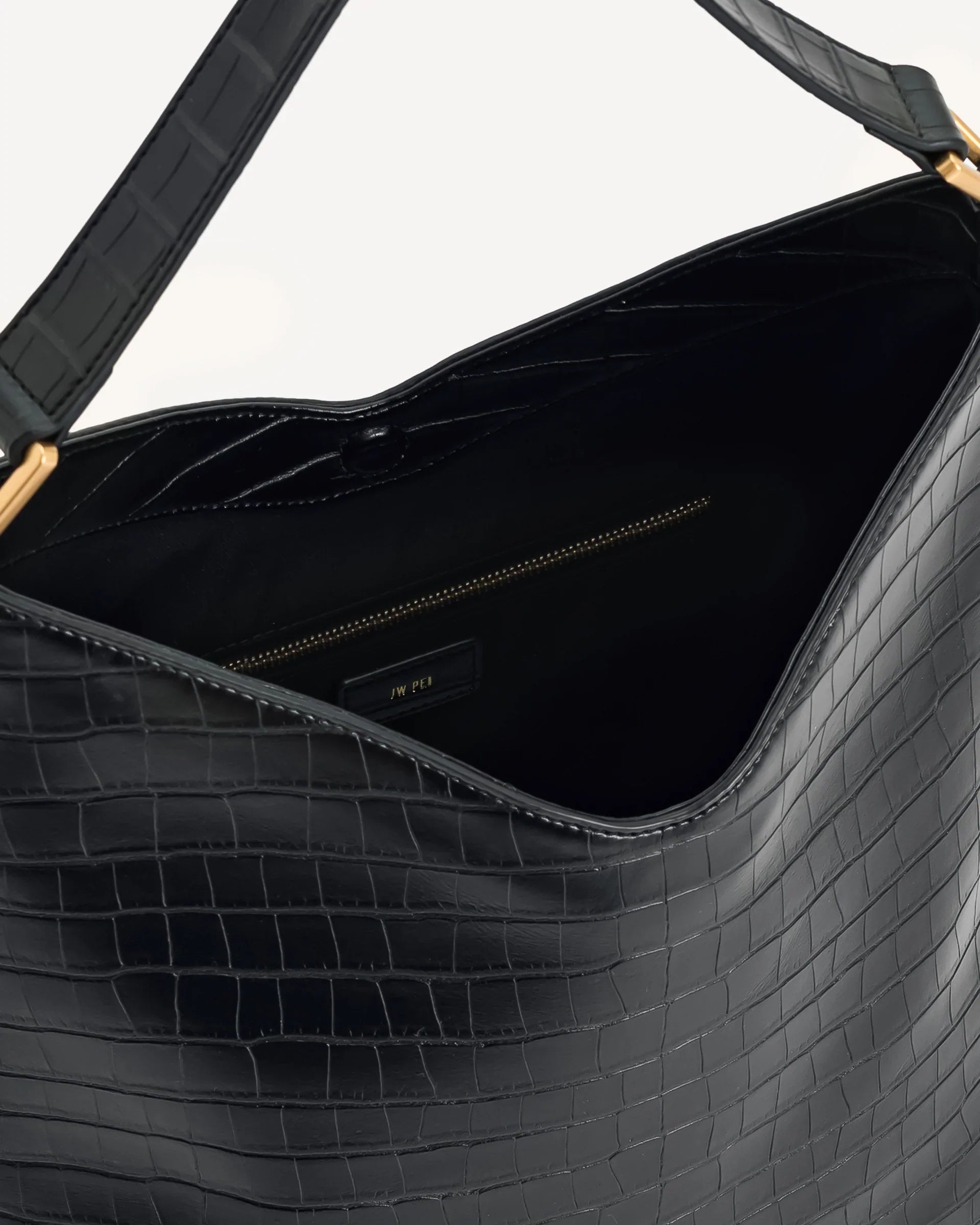 Aria Shoulder Bag - Black Croc