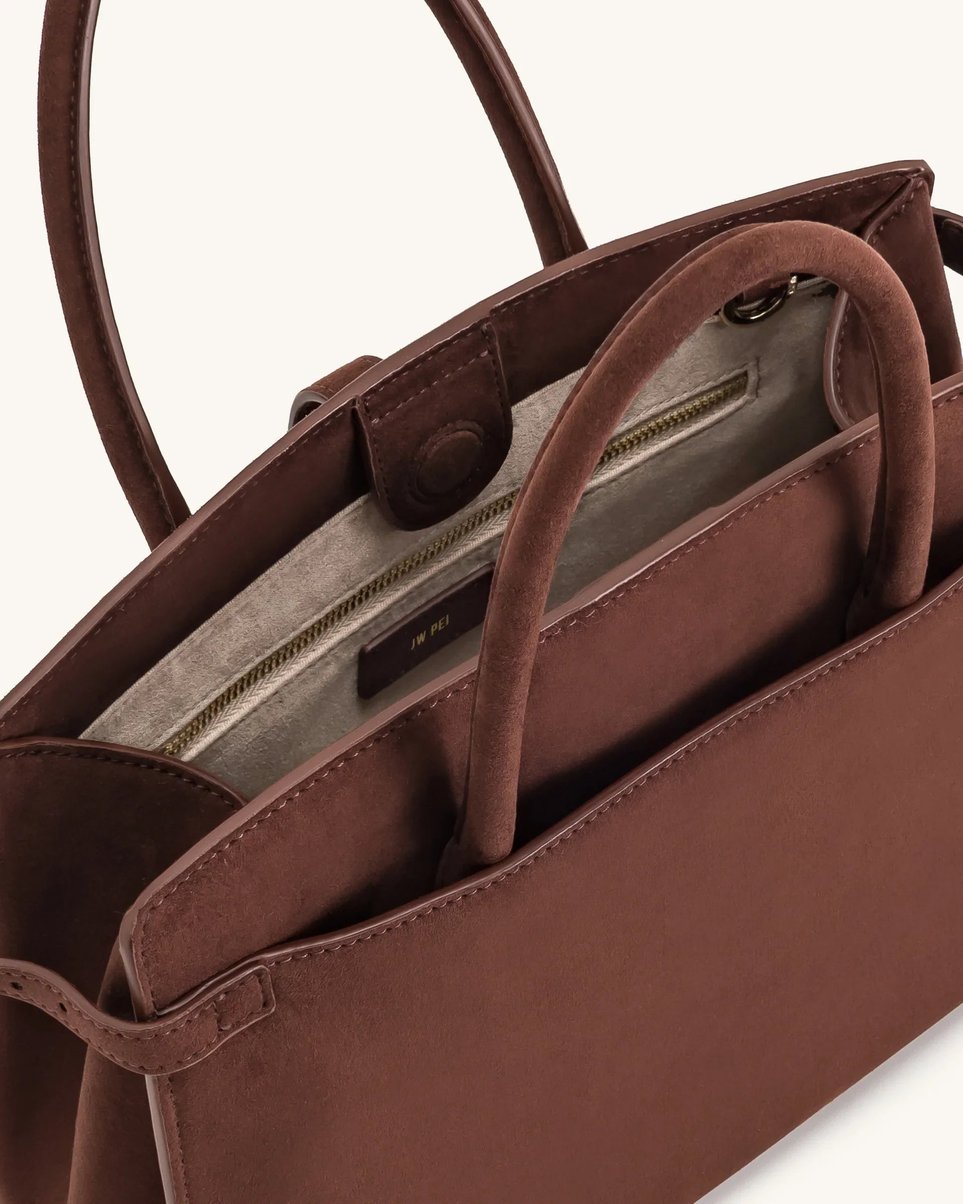 Saige Faux Suede Tote Bag - Brown