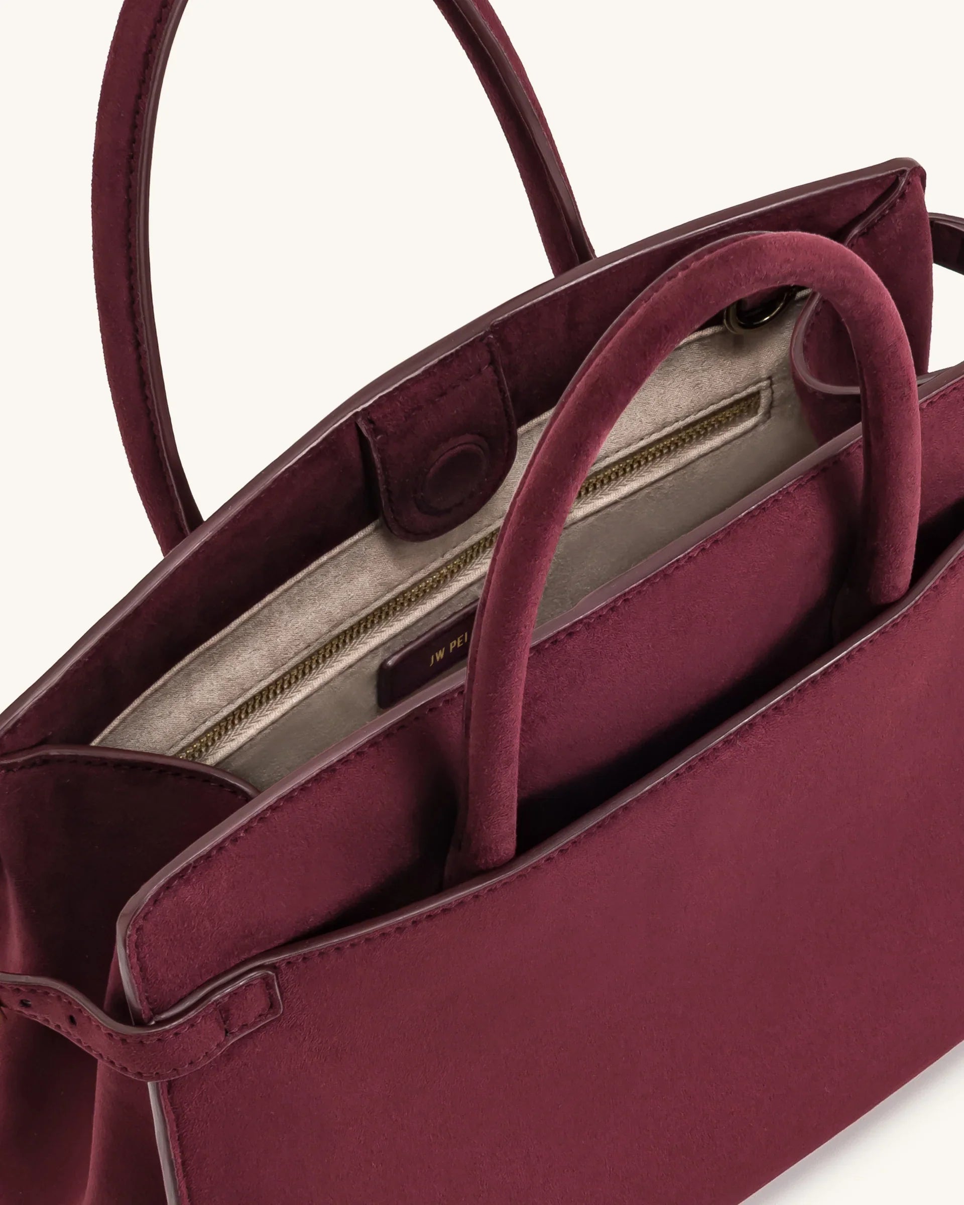 Saige Faux Suede Tote Bag - Burgundy