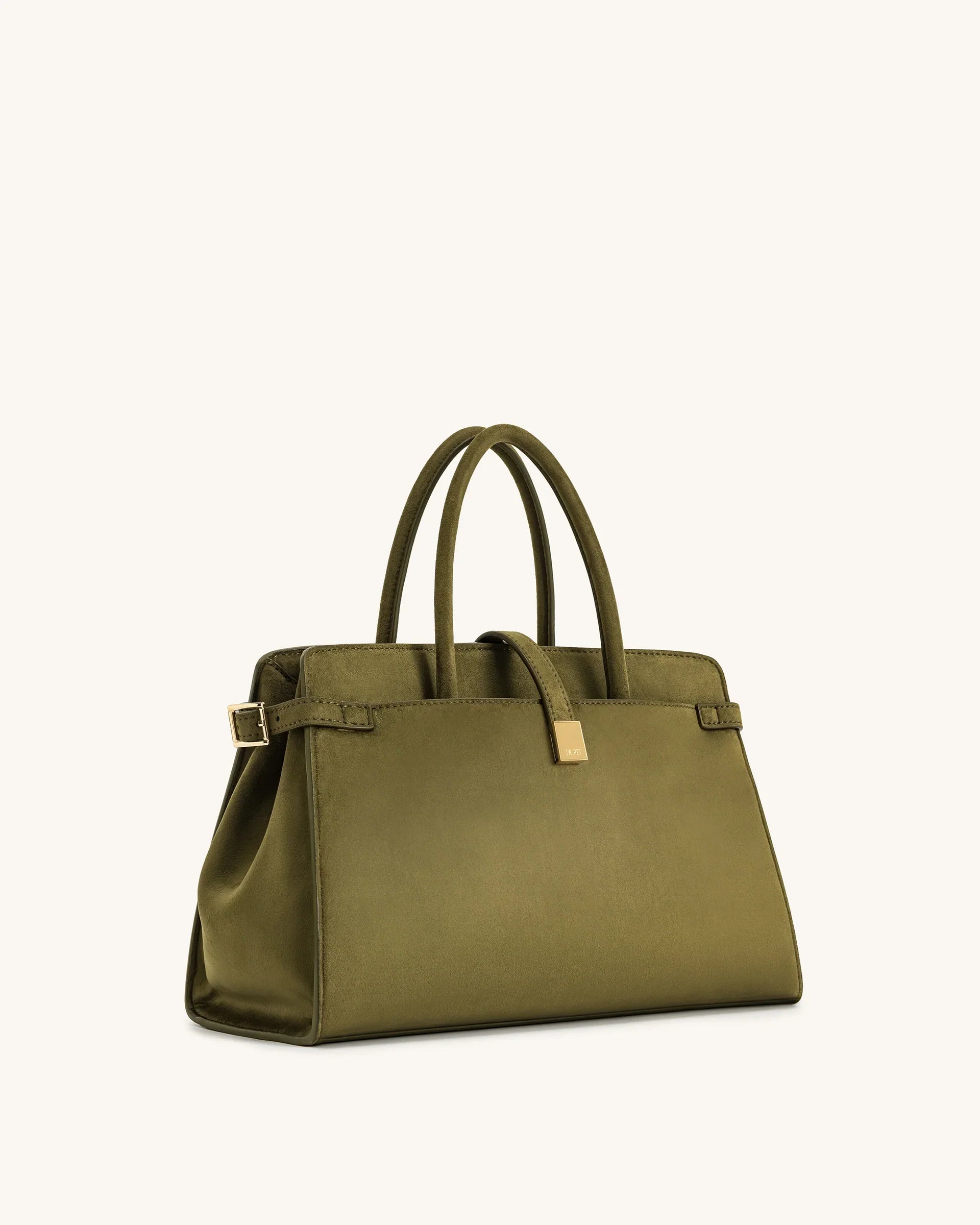 Saige Faux Suede Tote Bag - Olive Green