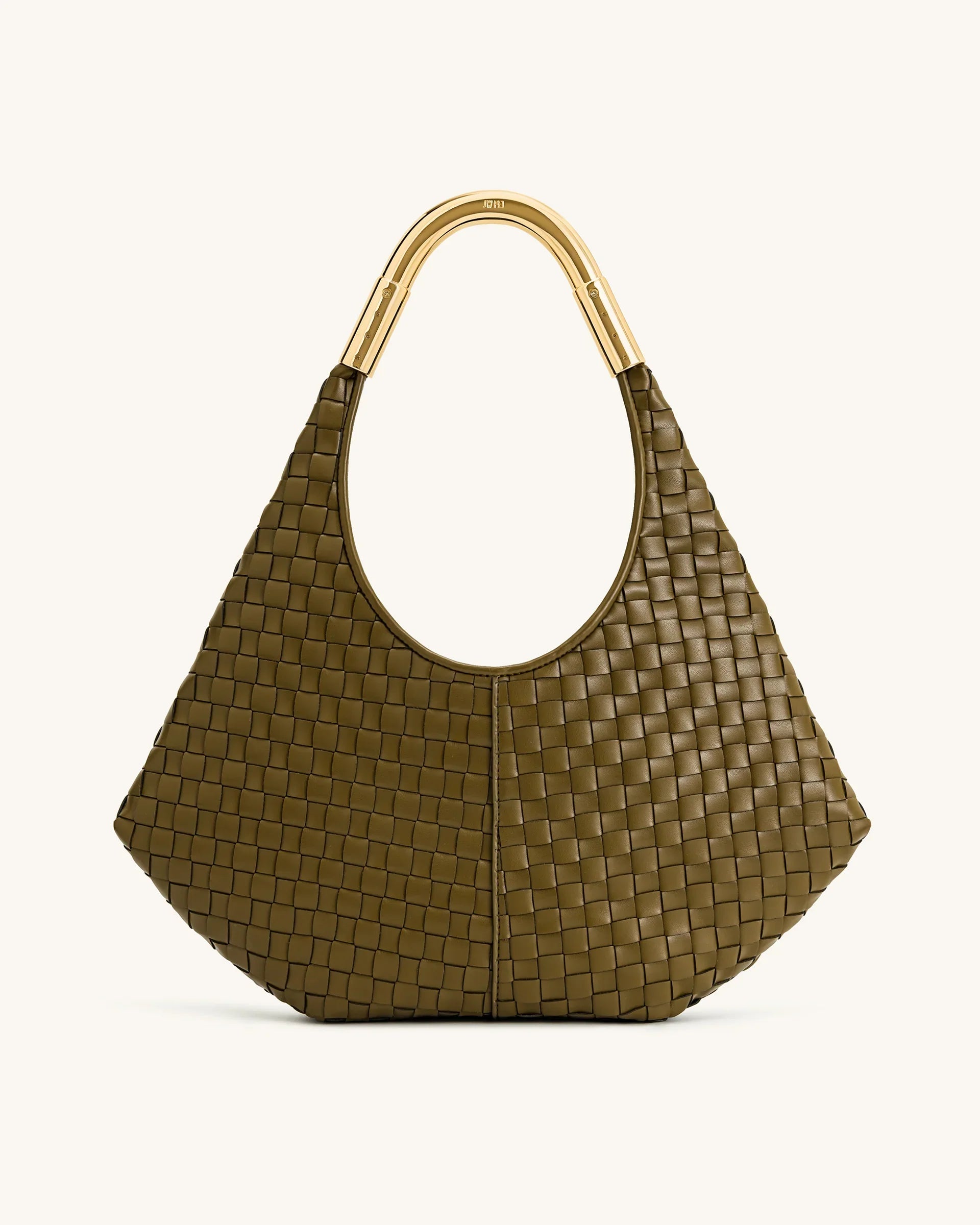 Olivia Hand-Woven Metal Handle Hobo Bag - Olive Green