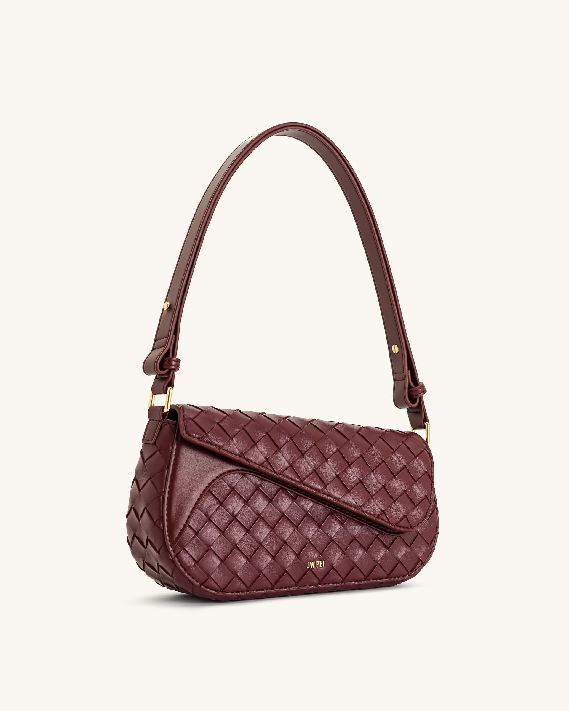 Addisyn Weave Texture Shoulder Bag - Burgundy