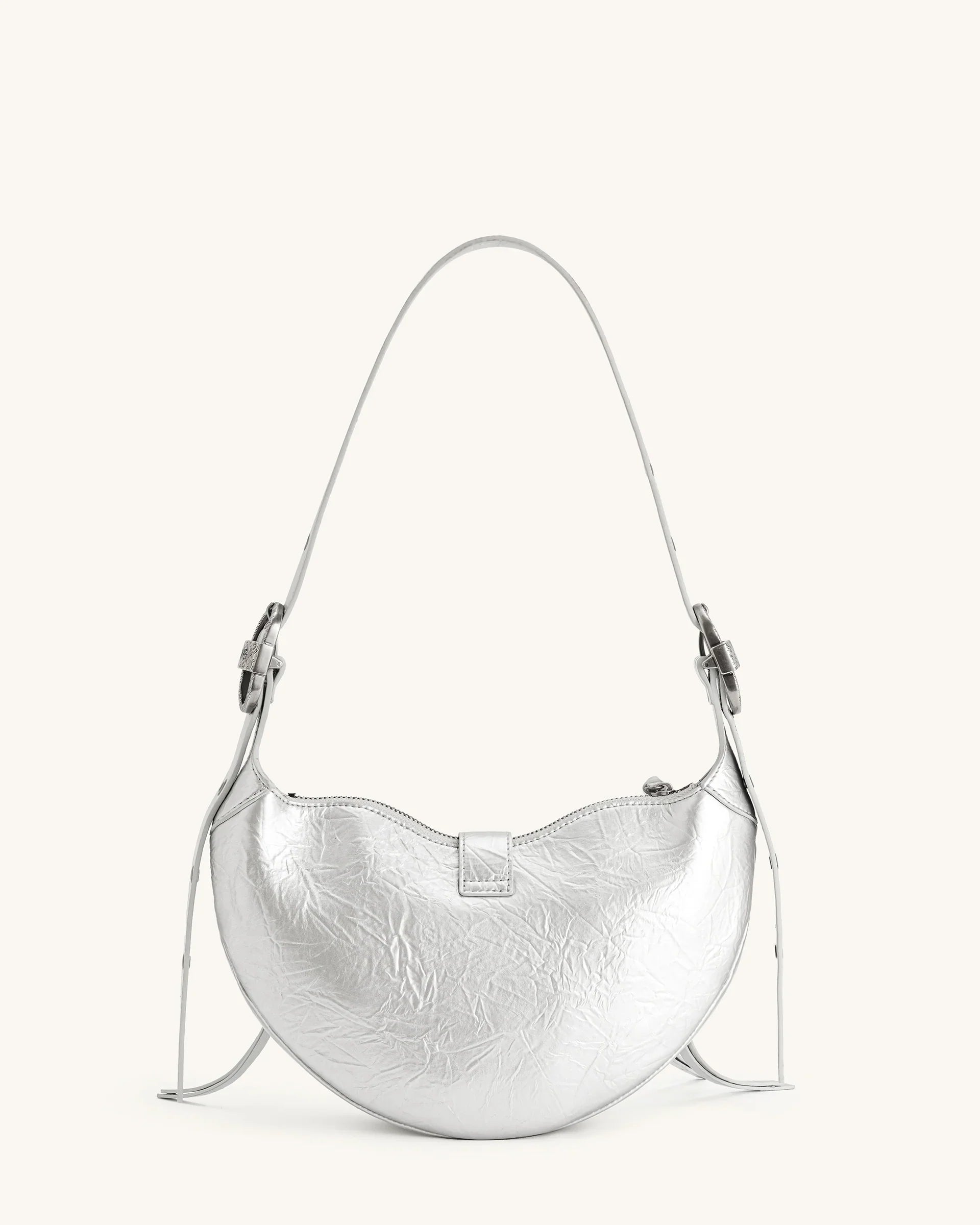 Tessa Metallic Pleating Shoulder Bag - Silver