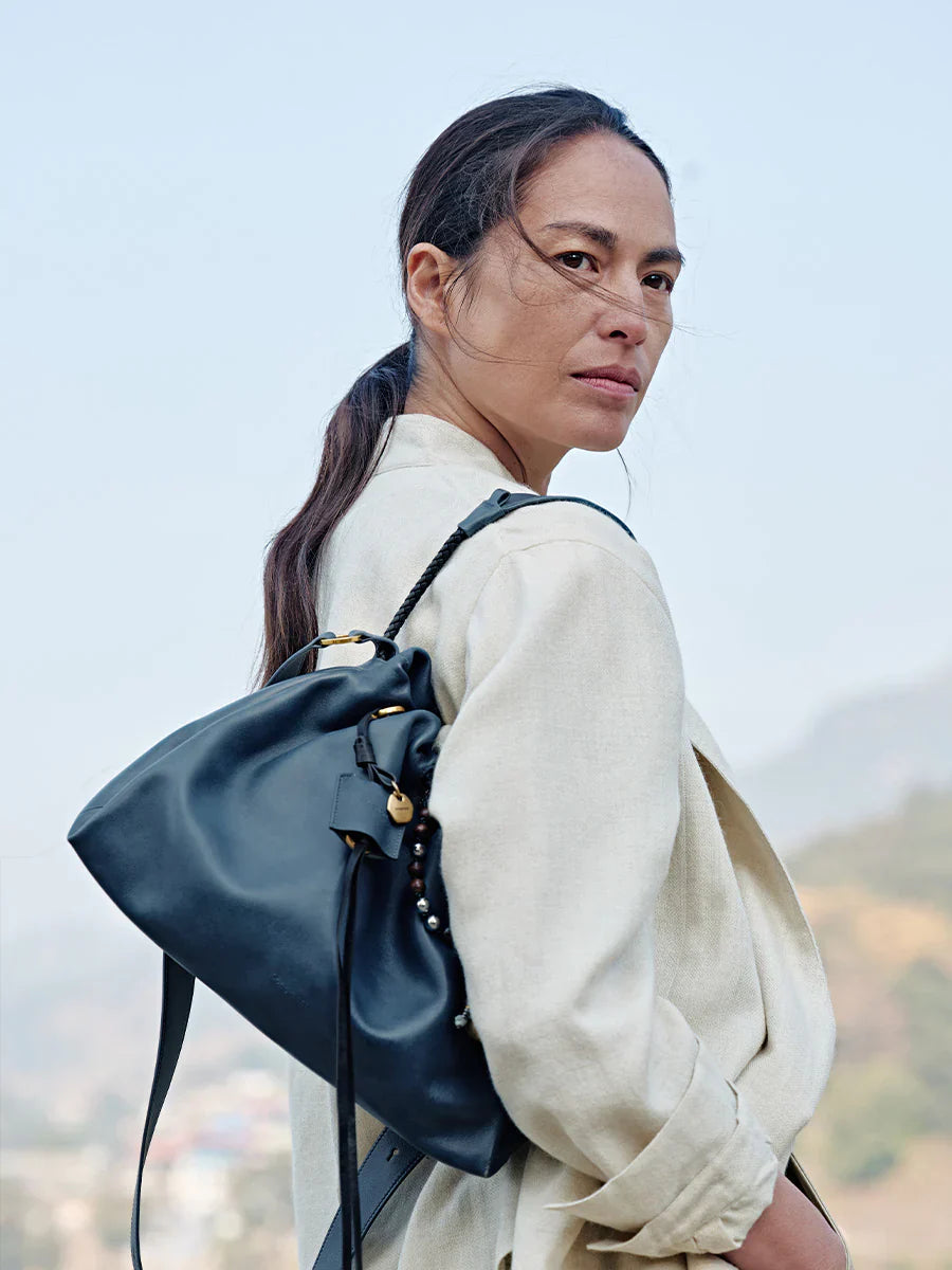 Small Gather Bag Set - Navy (Contrast Tone)