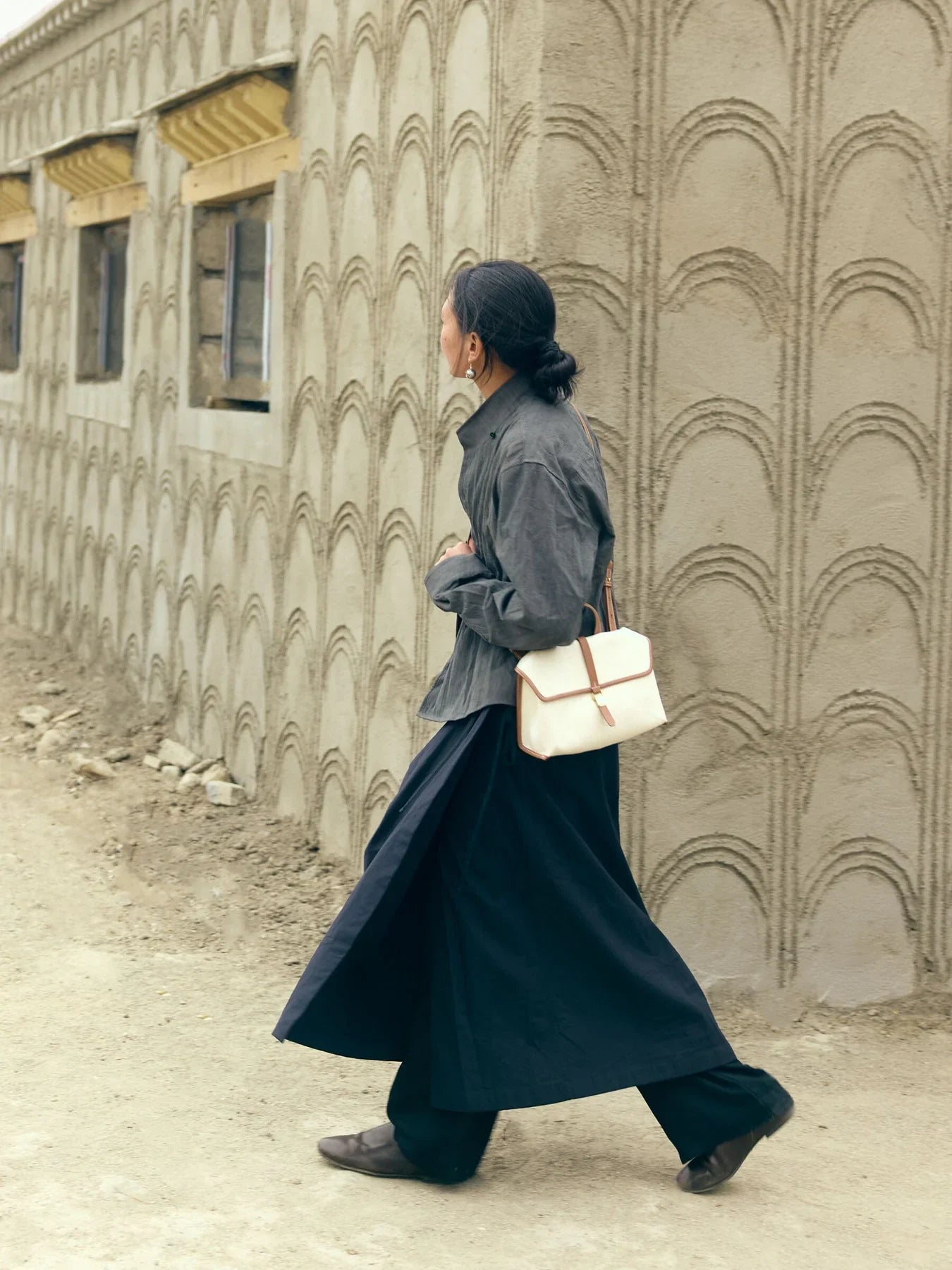 Small Shan Satchel Bag - Canvas