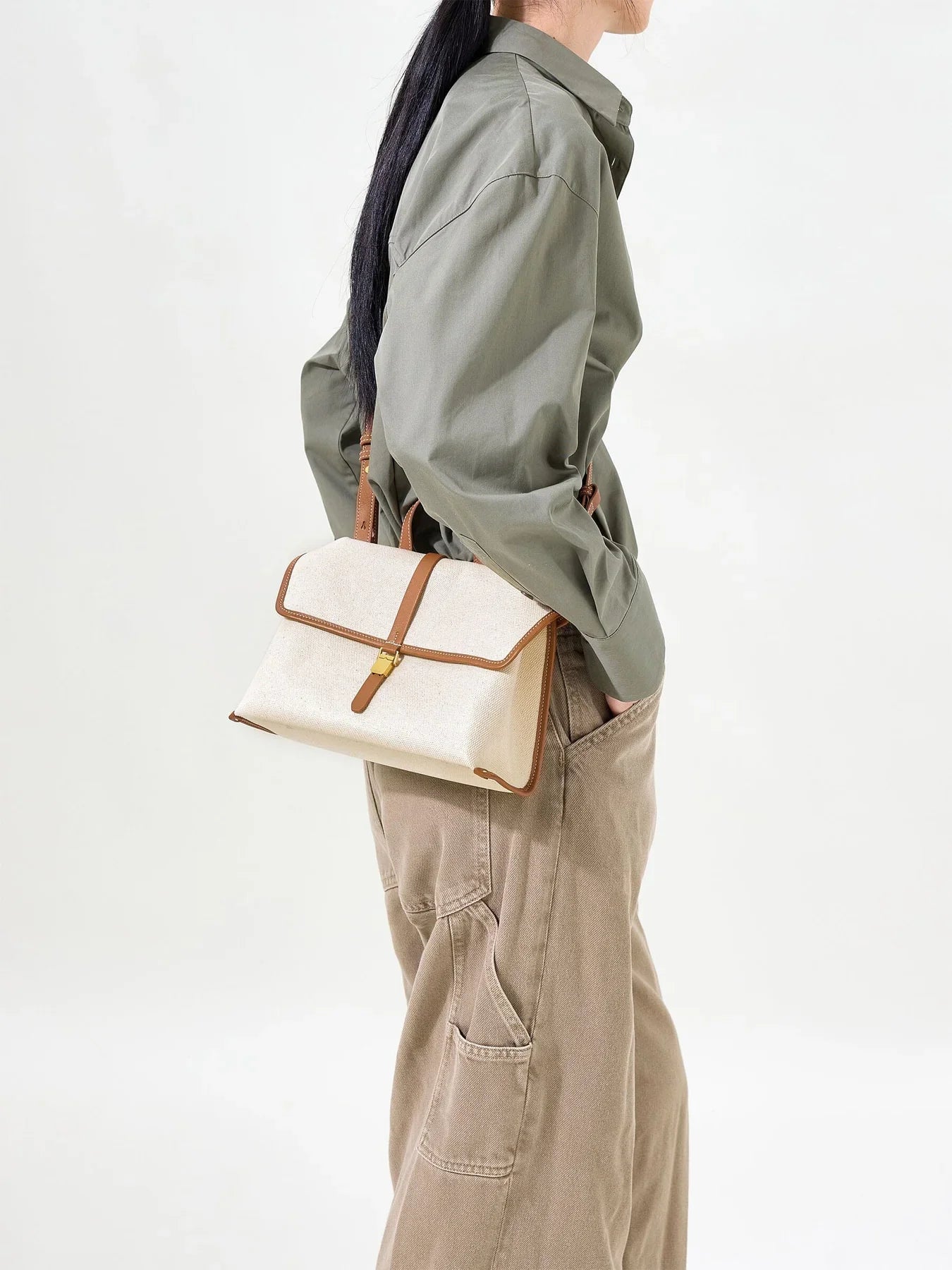 Small Shan Satchel Bag - Canvas