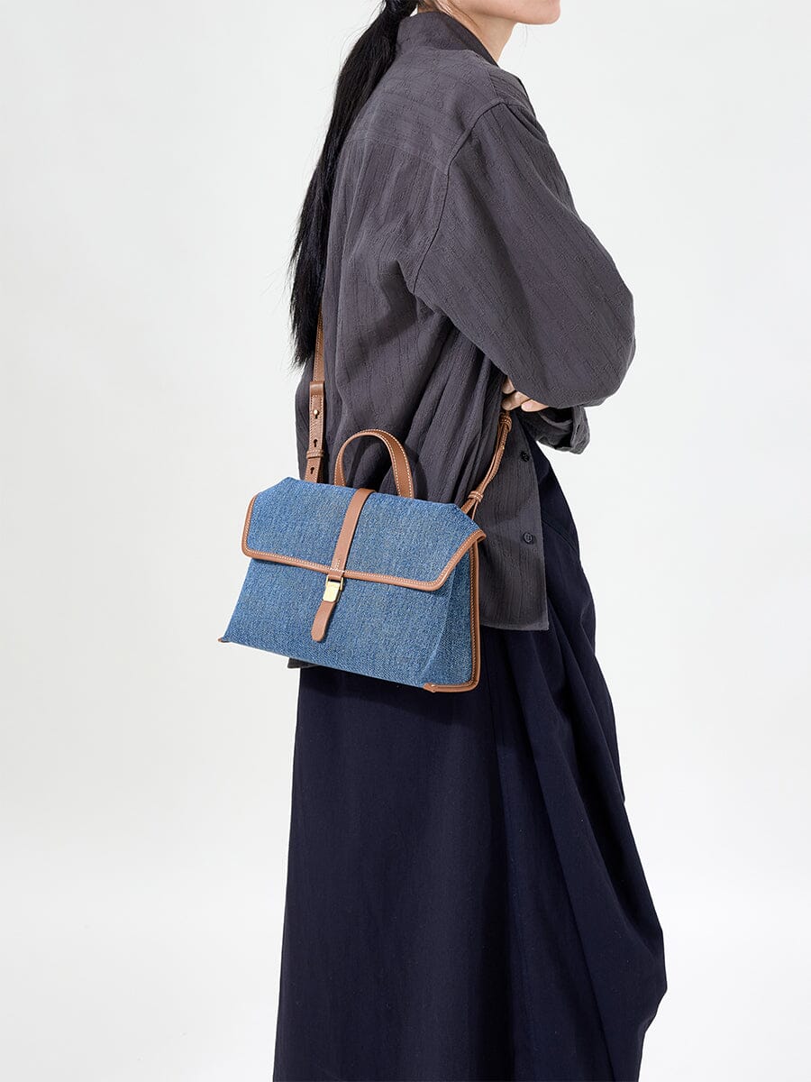 Small Shan Satchel Bag - Denim