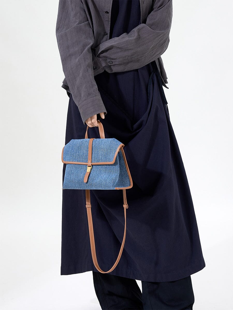 Small Shan Satchel Bag - Denim
