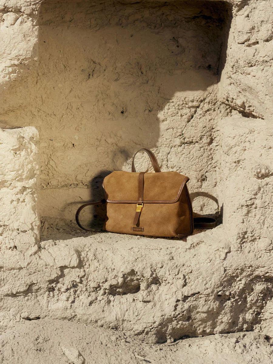 Small Shan Satchel Bag - Ochre Suede