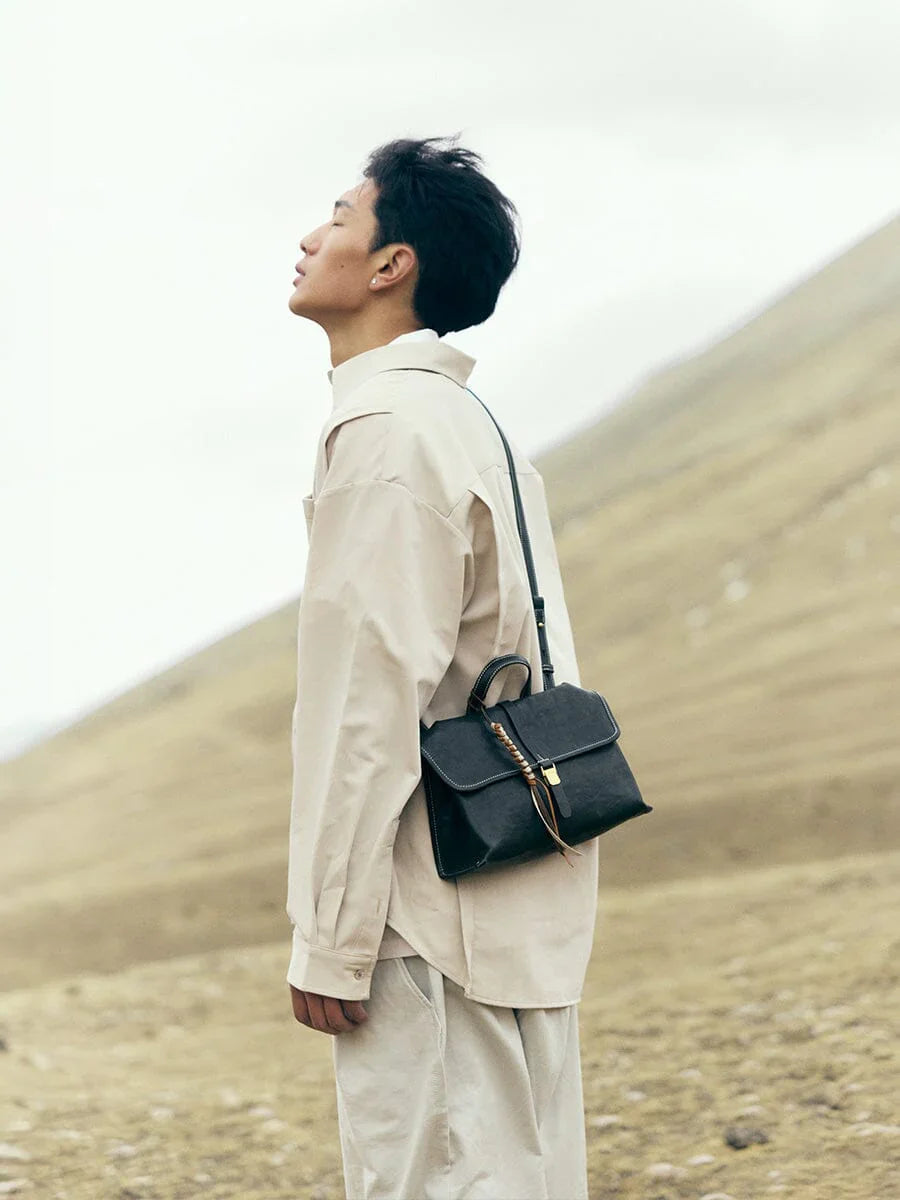 Small Shan Satchel Bag - Onyx