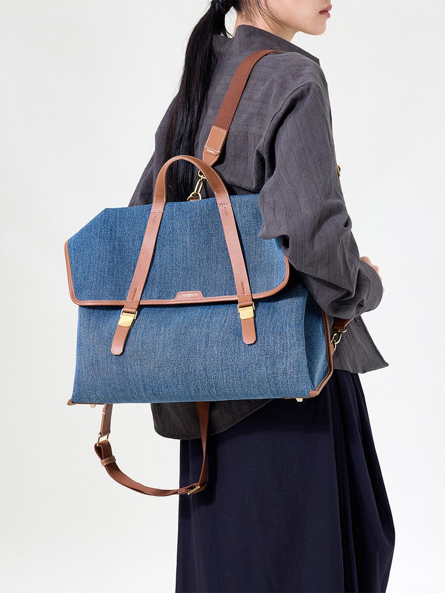 The Large Shan Briefcase - Denim