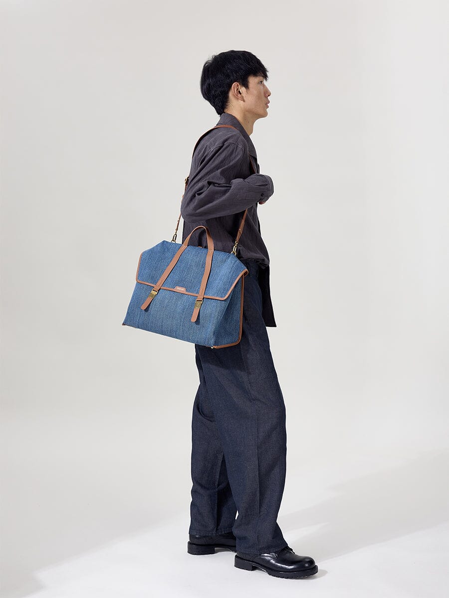 The Large Shan Briefcase - Denim