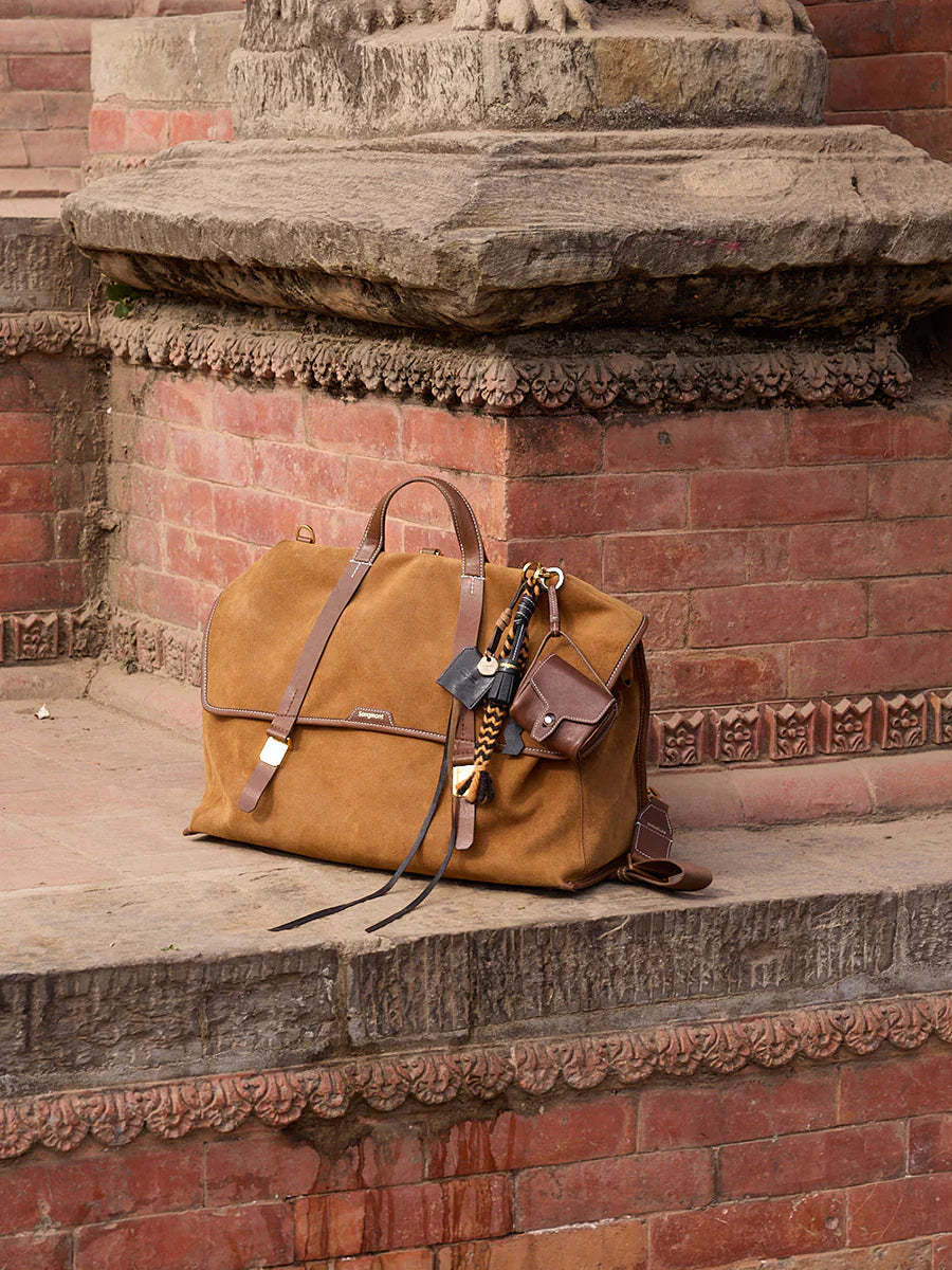 The Large Shan Briefcase - Ochre Suede
