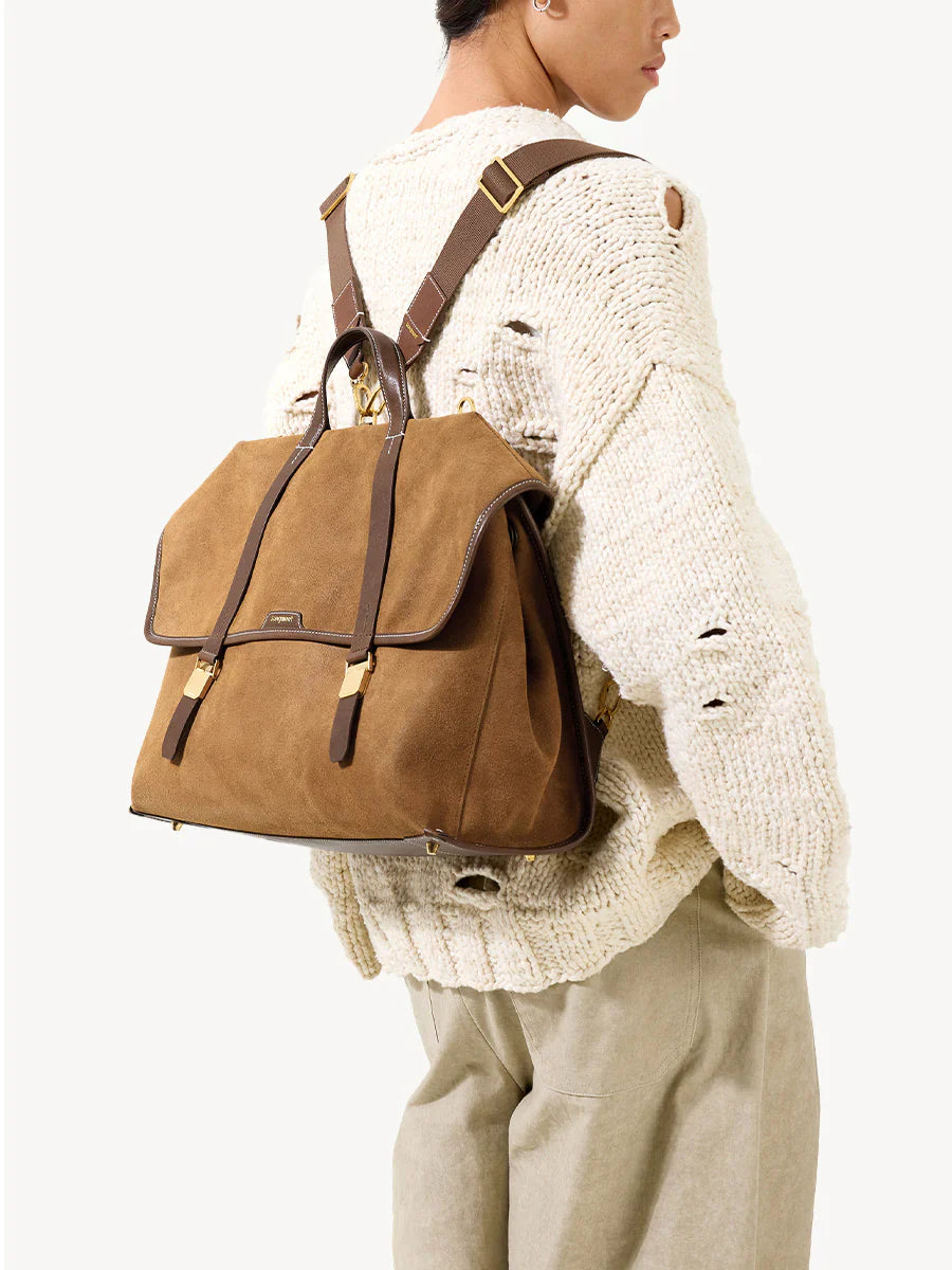 The Large Shan Briefcase - Ochre Suede