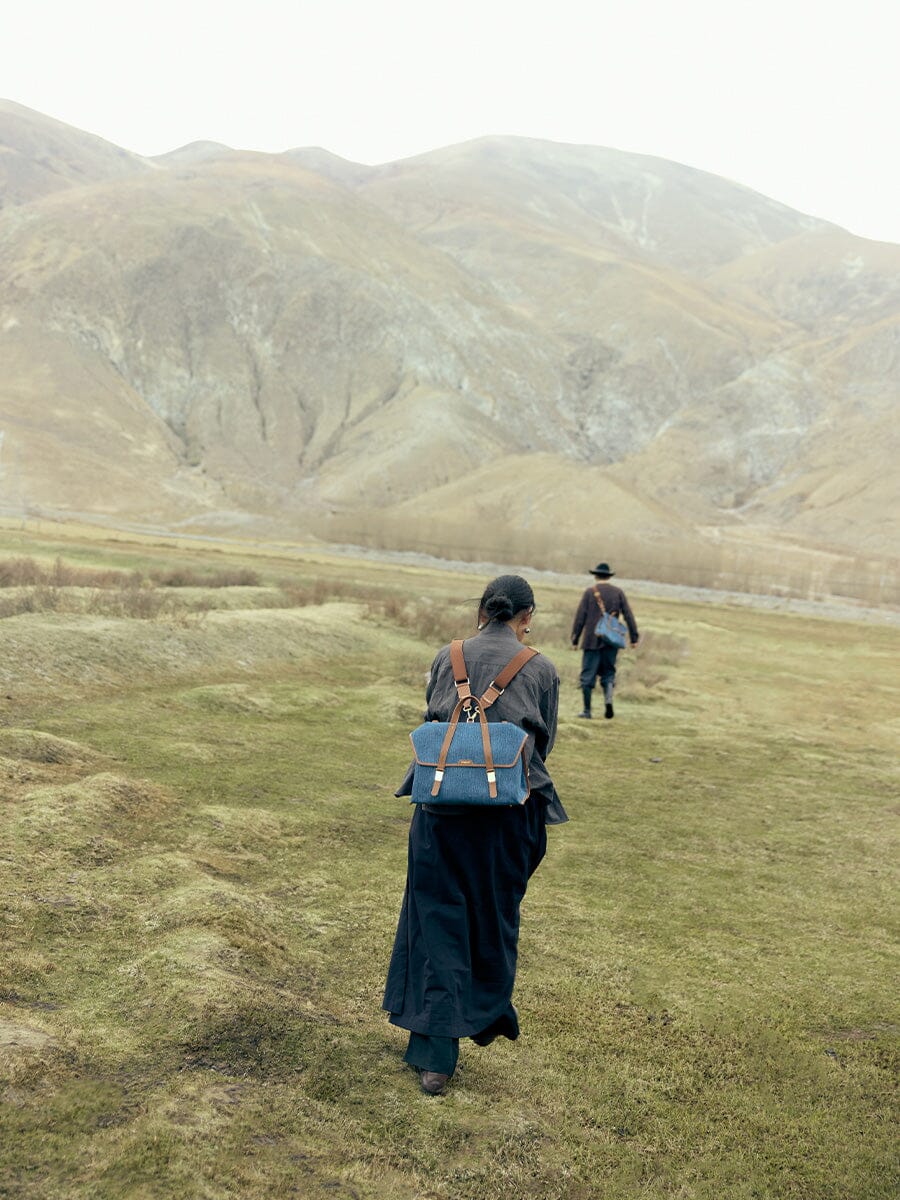 The Small Shan Briefcase - Denim