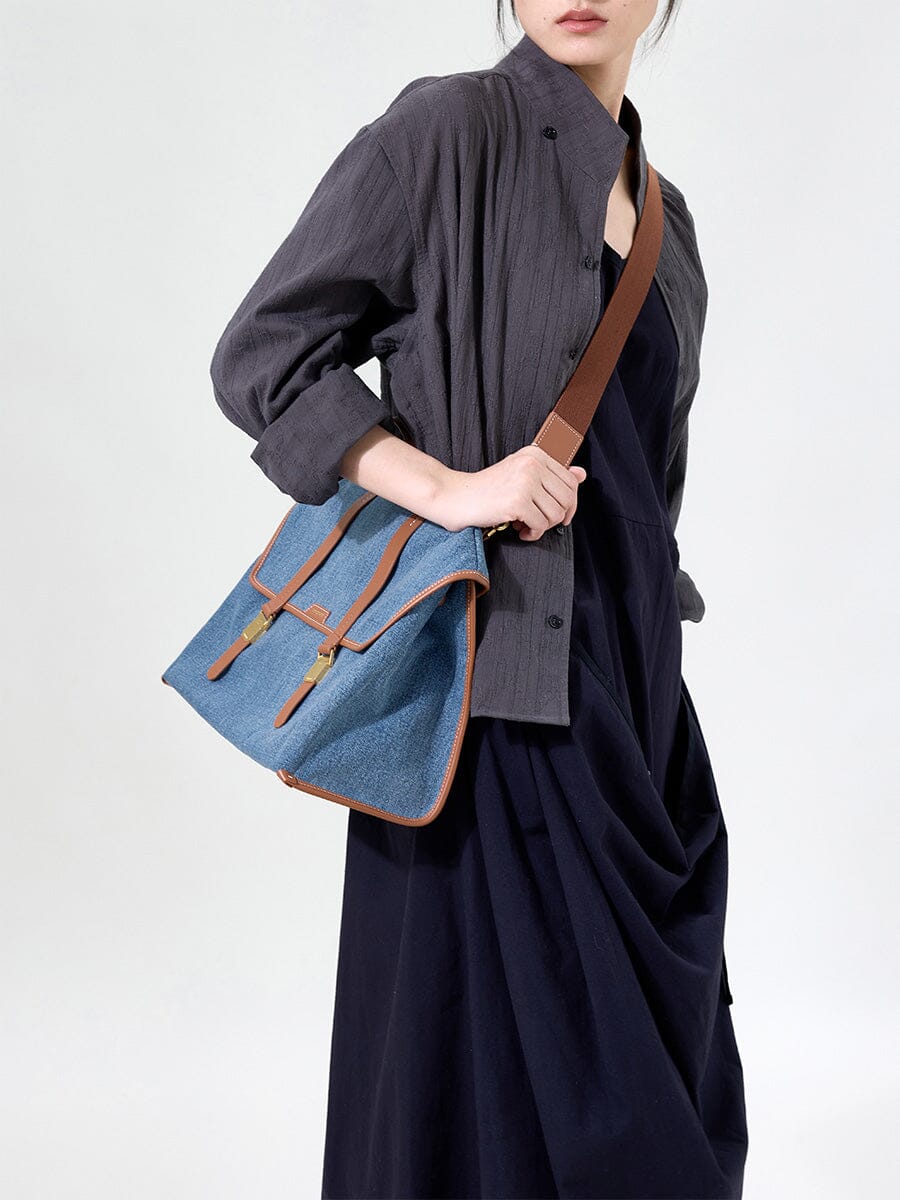 The Small Shan Briefcase - Denim