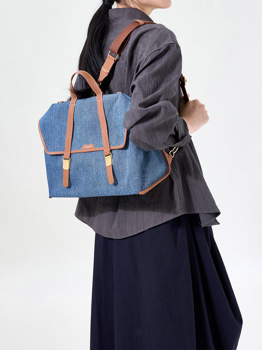 The Small Shan Briefcase - Denim