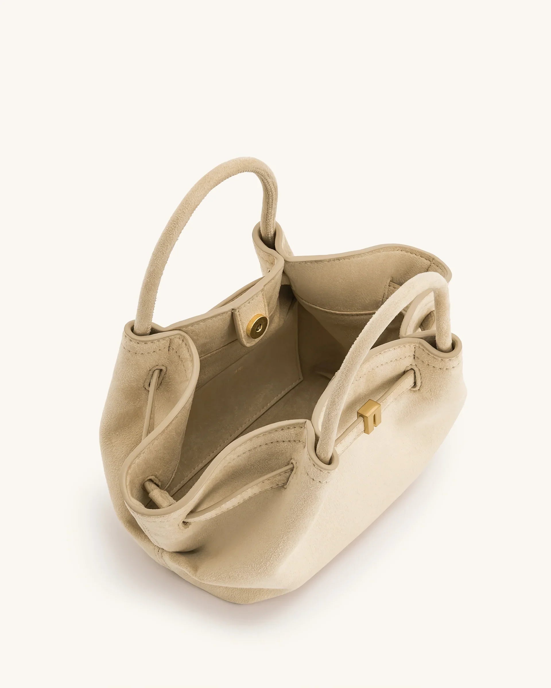 Hana Mini Faux Suede Tote Bag - Off White