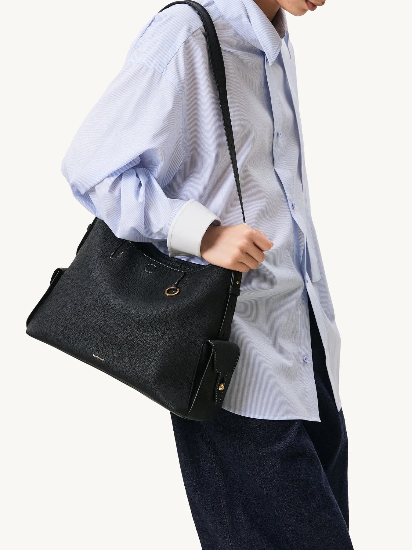 Medium Yore Hobo Bag - Onyx Grain