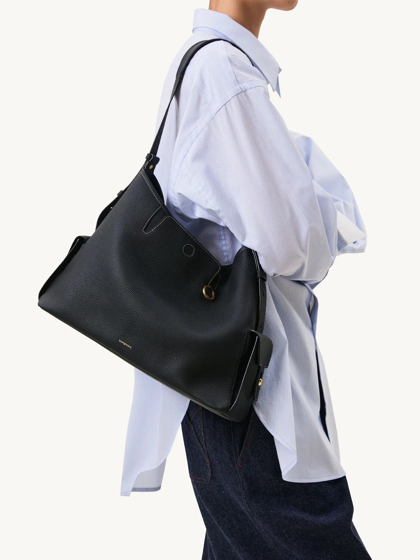 Medium Yore Hobo Bag - Onyx Grain