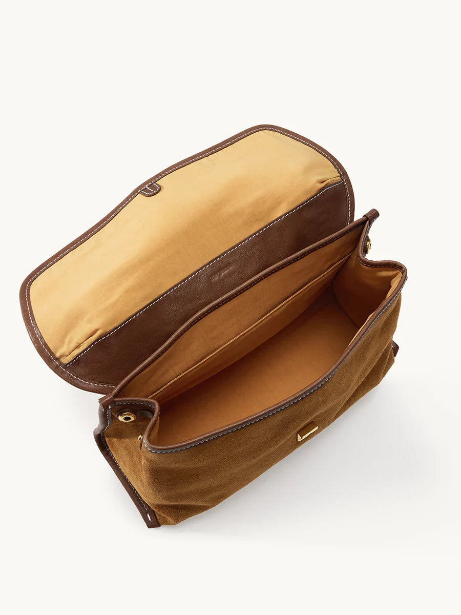 Small Shan Satchel Bag - Ochre Suede