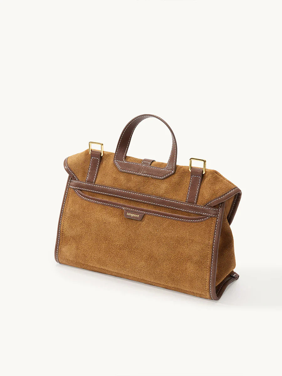 Small Shan Satchel Bag - Ochre Suede