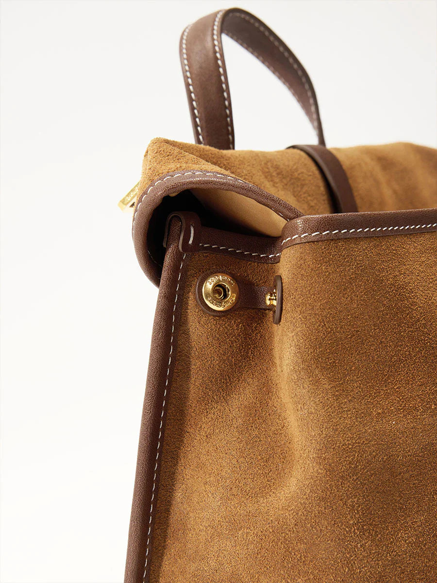 Small Shan Satchel Bag - Ochre Suede